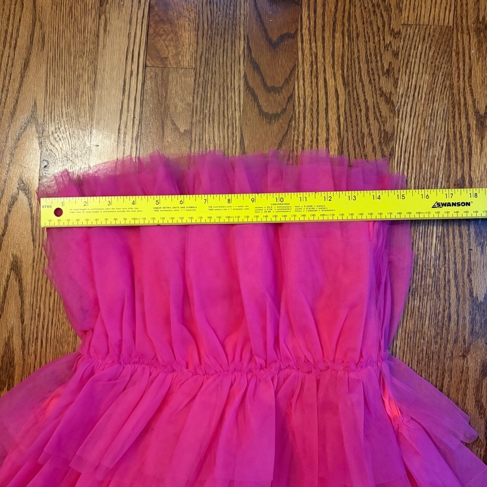 Mable Hot Pink Tulle Ruffle Strapless Mini Dress Small Barbiecore Party - Picture 8 of 9